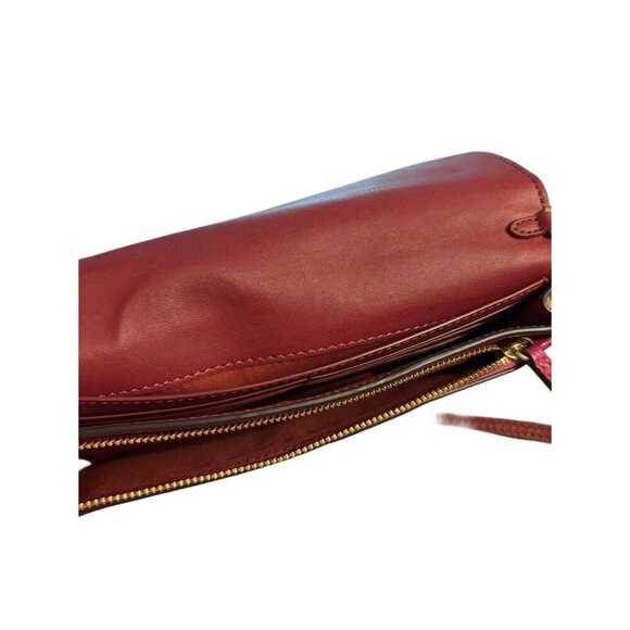 Coach Violet Leather Ann Fold-over Clutch Crossbody Horse & Carriage Print‎ - Picture 5 of 5